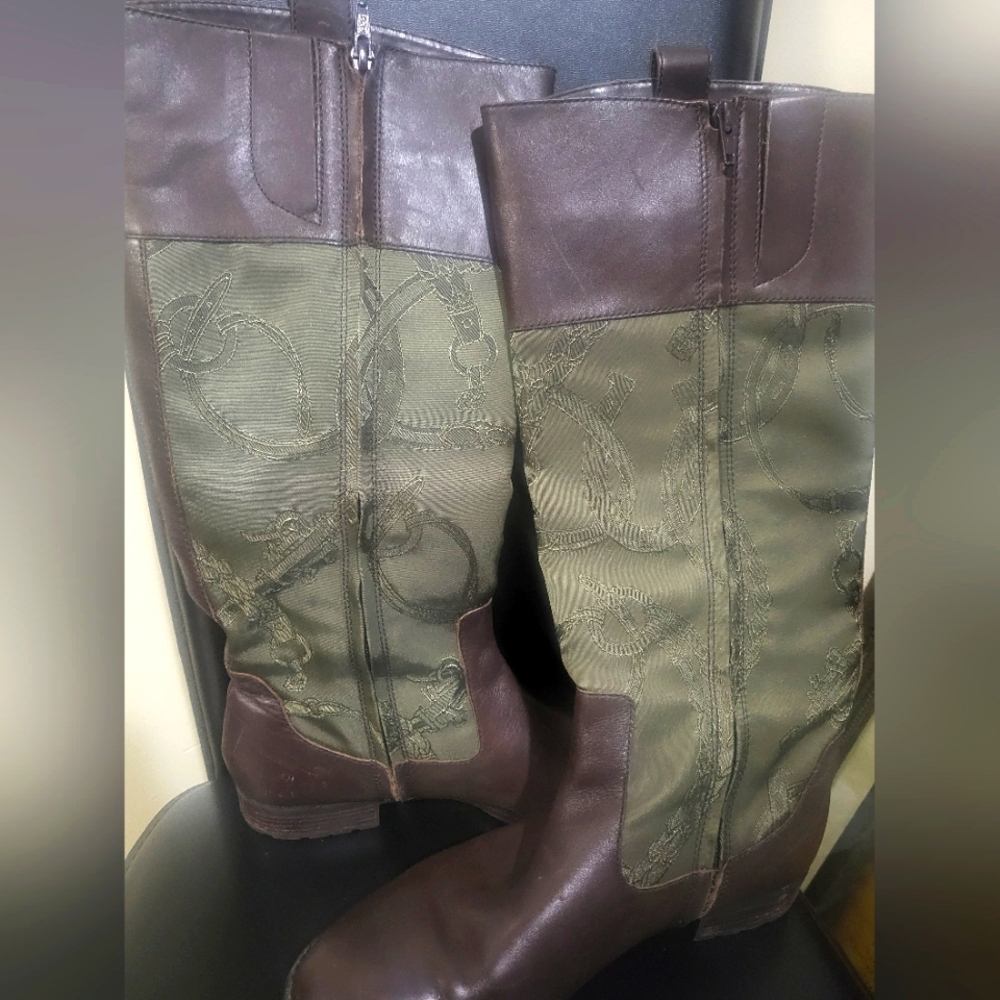 Ralph Lauren tall  boots -Brown/green Size 9.5B